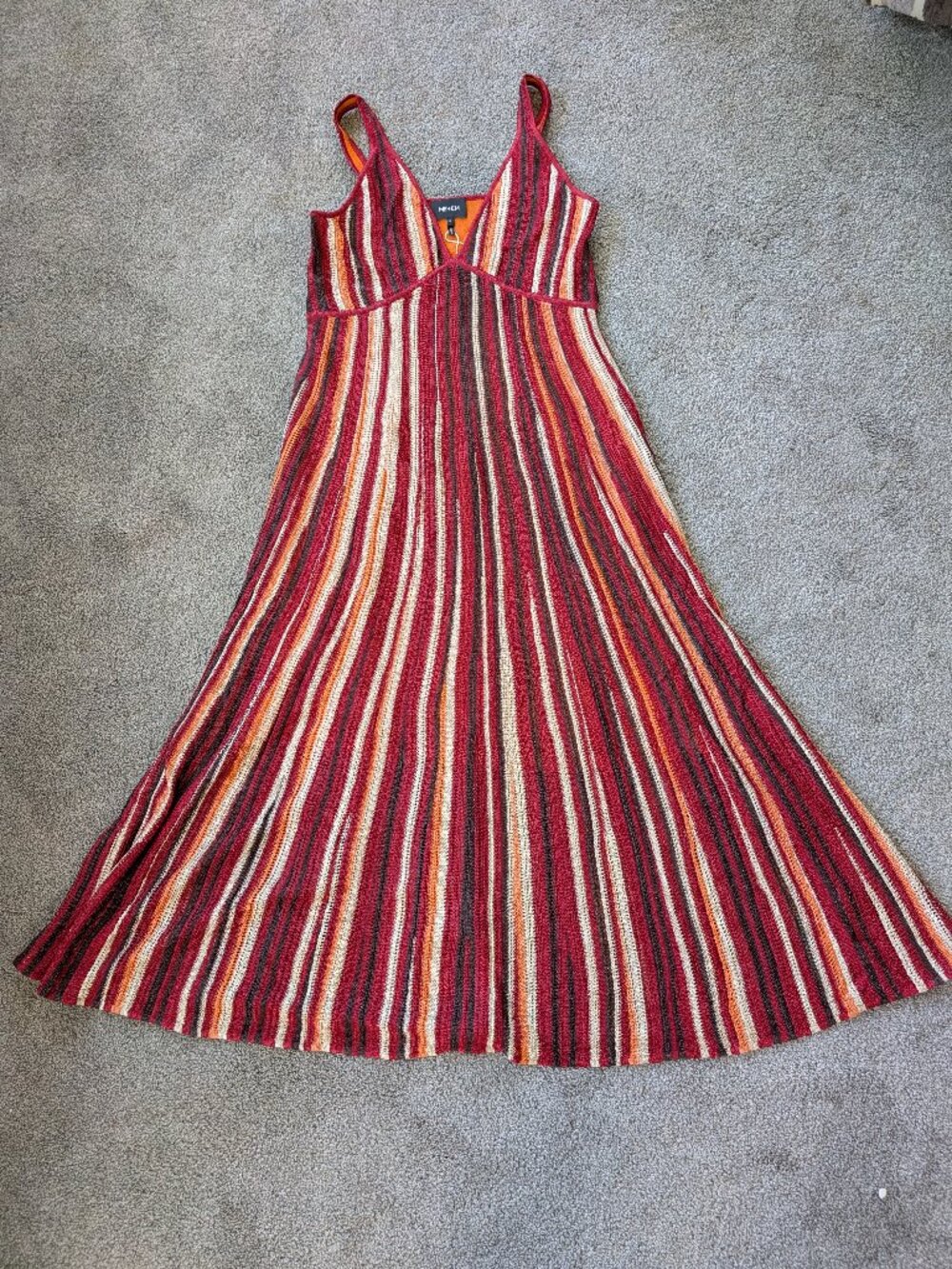 ME + EM Metallic Textured Stripe Knit Maxi Dress